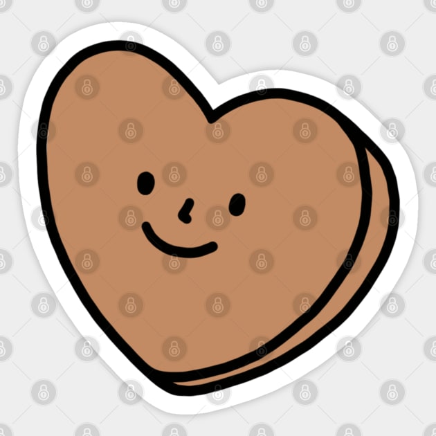 Brown Heart with Face | Quirky Heart Sticker by smileyfriend